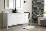 Palisades 72" Double Vanity, Bright White w/ 3 CM Ethereal Noctis Silestone Top
