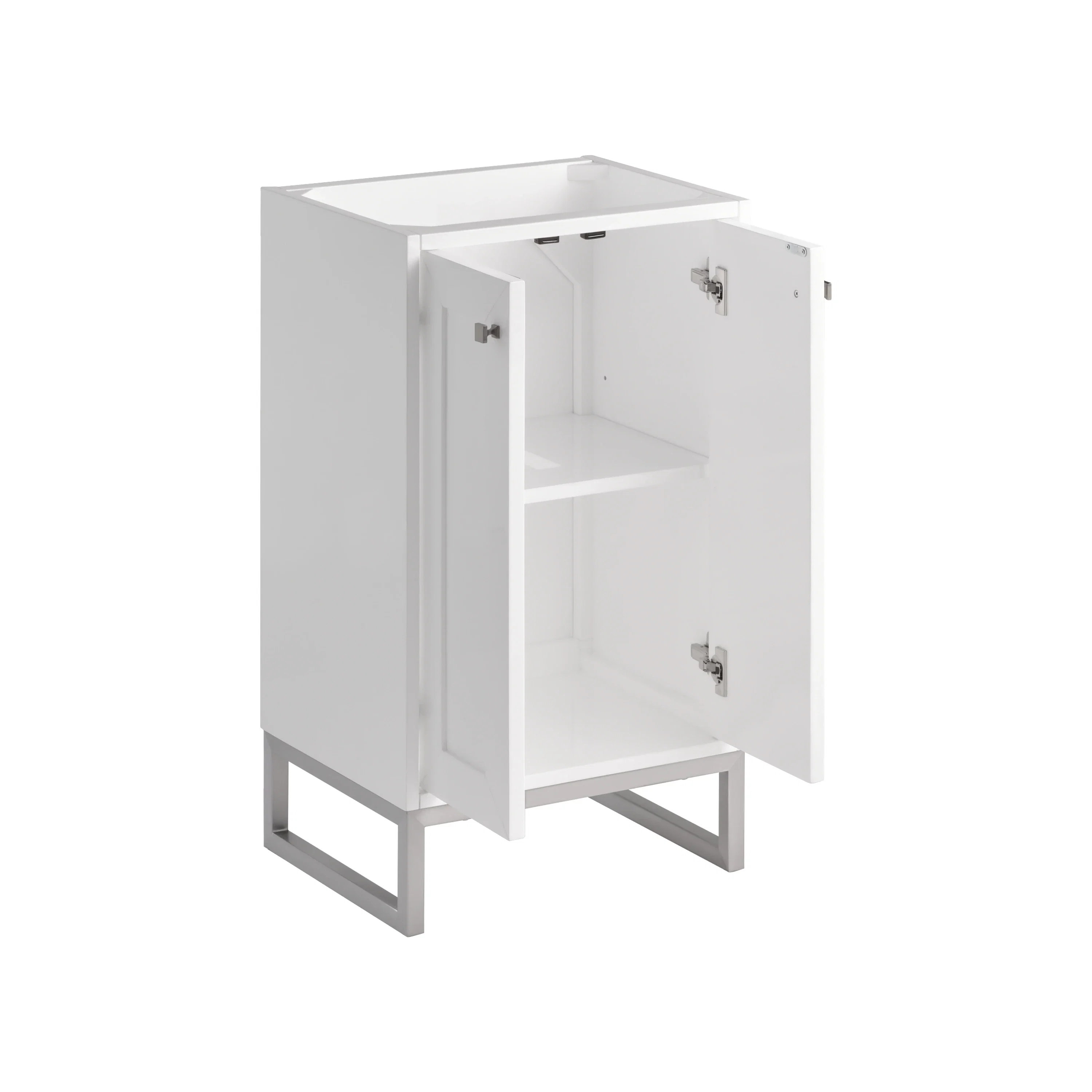 Chianti 20" Single Cabinet, Glossy White, Brushed Nickel