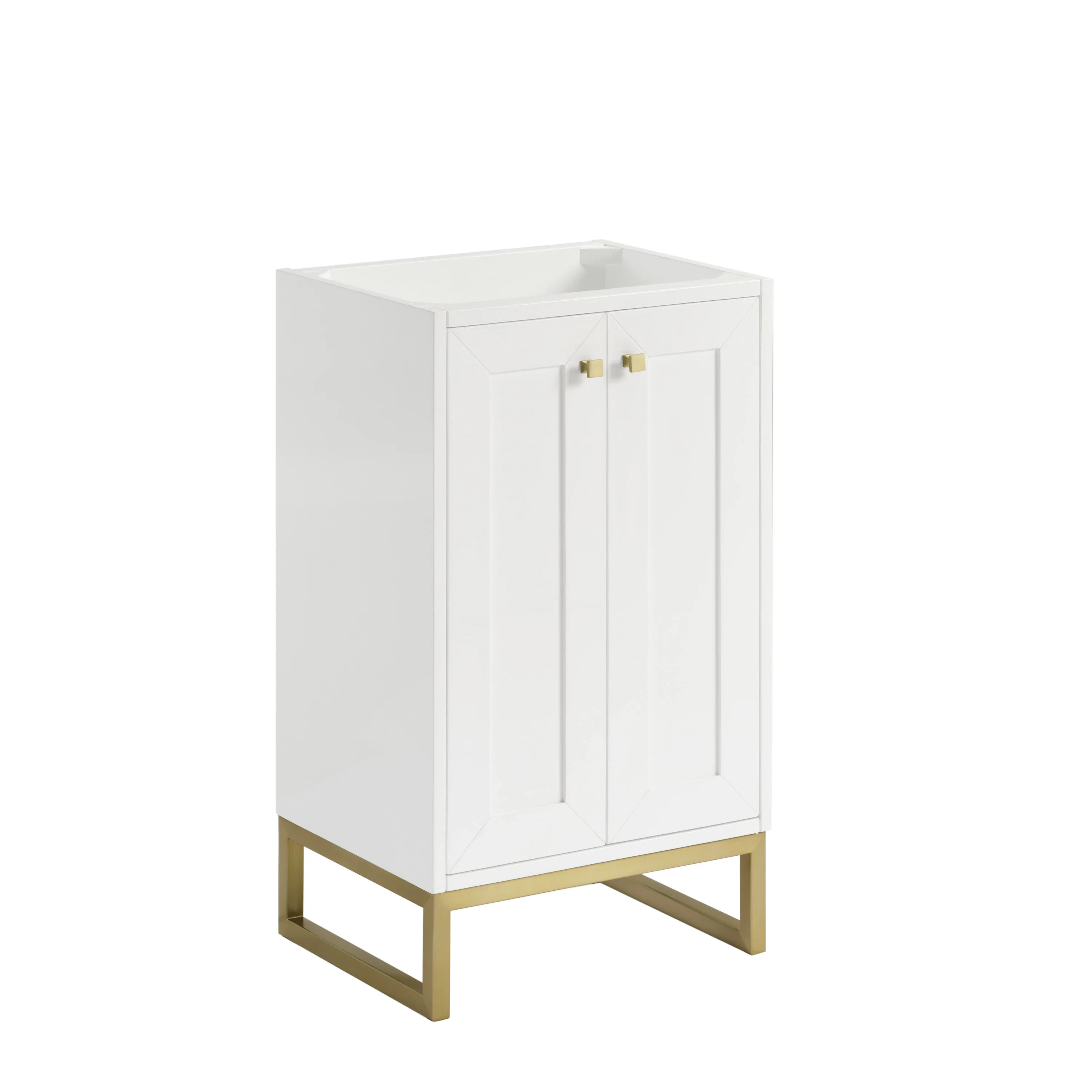 Chianti 20" Single Cabinet, Glossy White, Champagne Brass