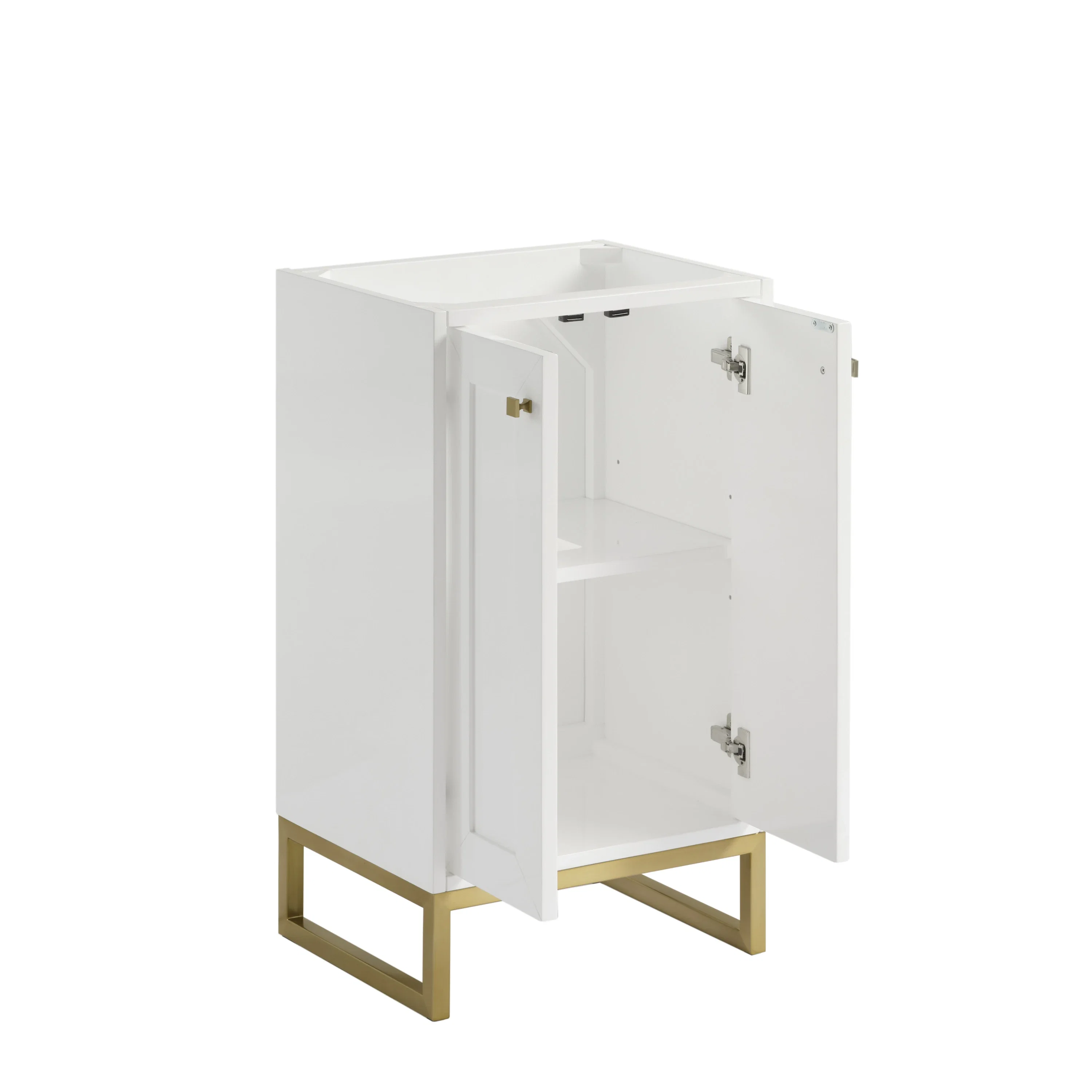 Chianti 20" Single Cabinet, Glossy White, Champagne Brass