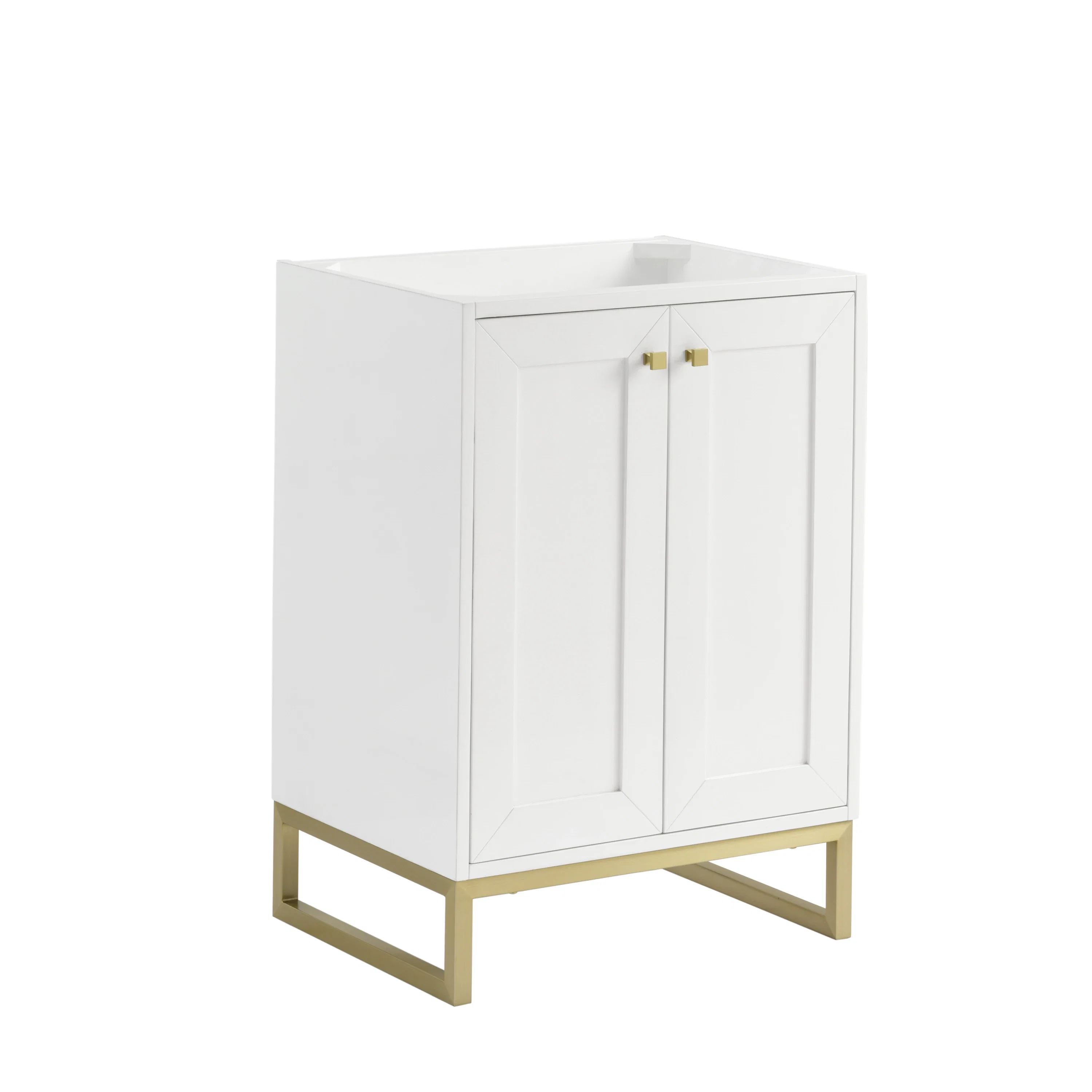 Chianti 24" Single Cabinet, Glossy White, Champagne Brass