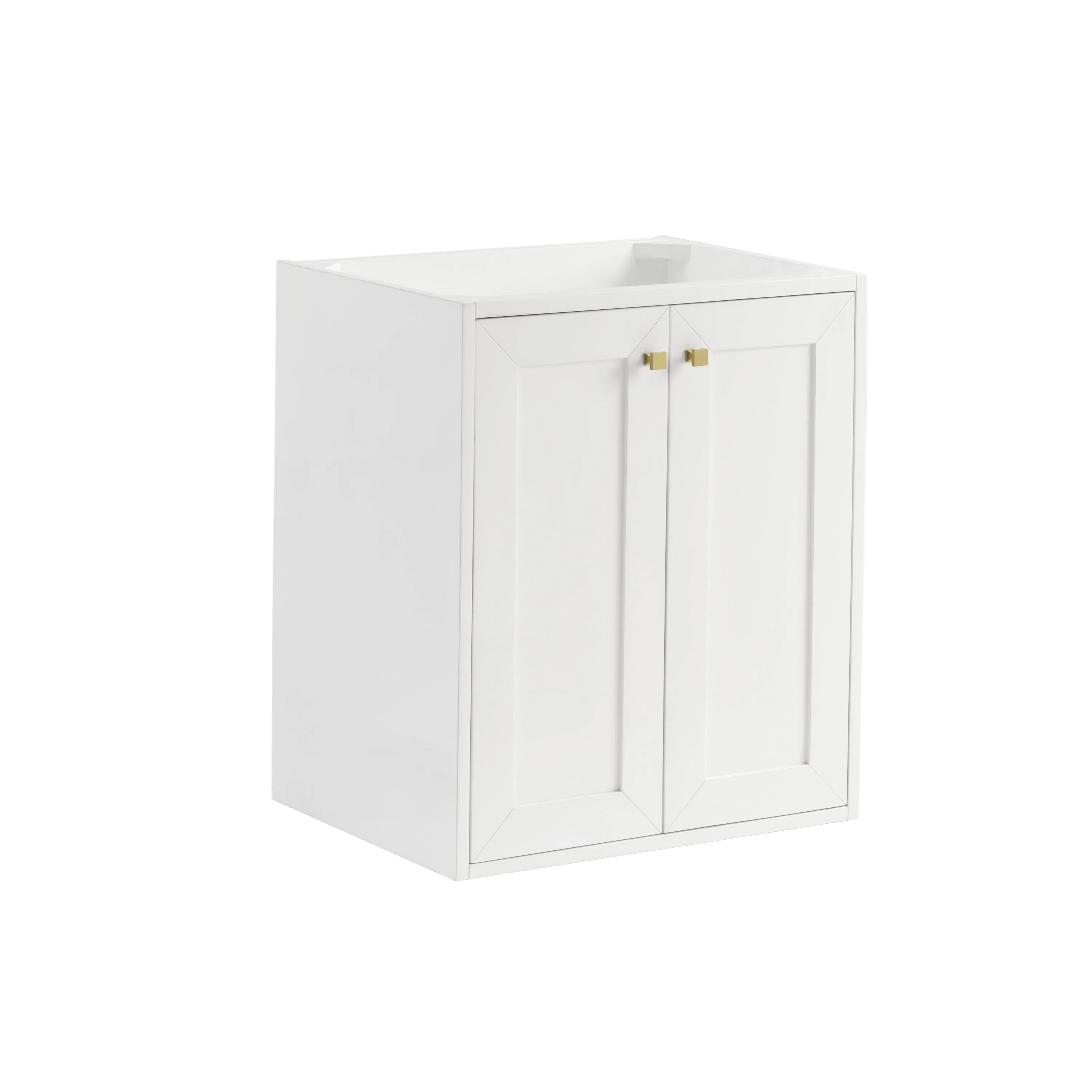 Chianti 24" Single Cabinet, Glossy White, Champagne Brass