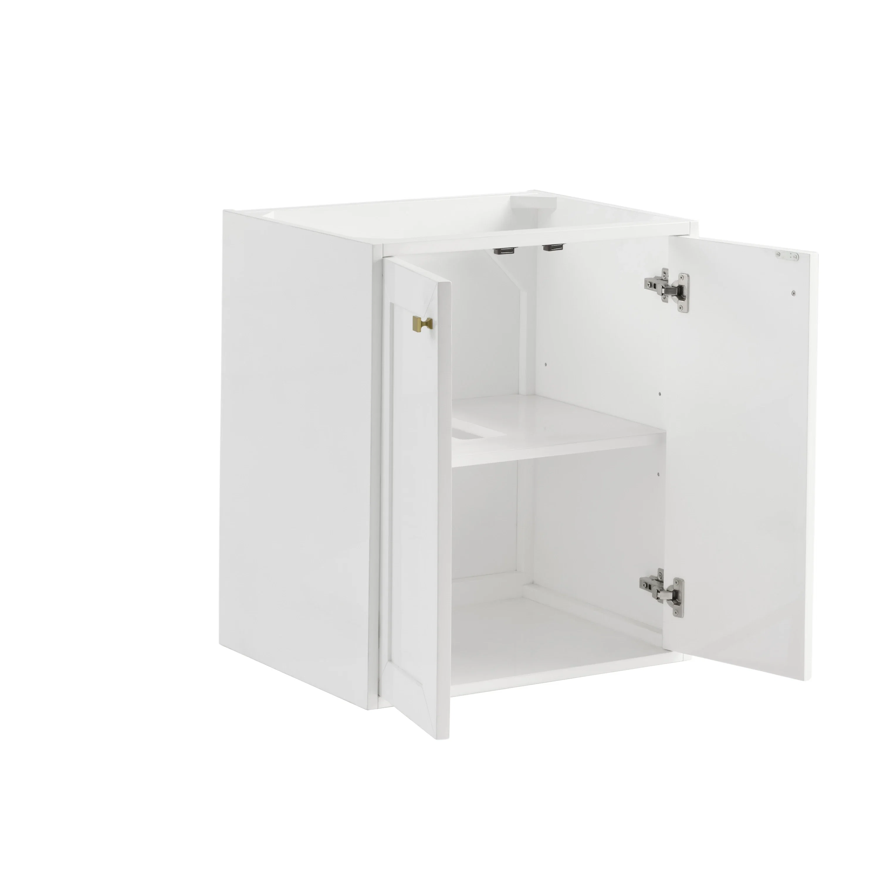 Chianti 24" Single Cabinet, Glossy White, Champagne Brass