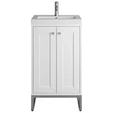 Chianti 20" Single Vanity, Glossy White, Brushed Nickel, w/ White Glossy Composite Stone Top