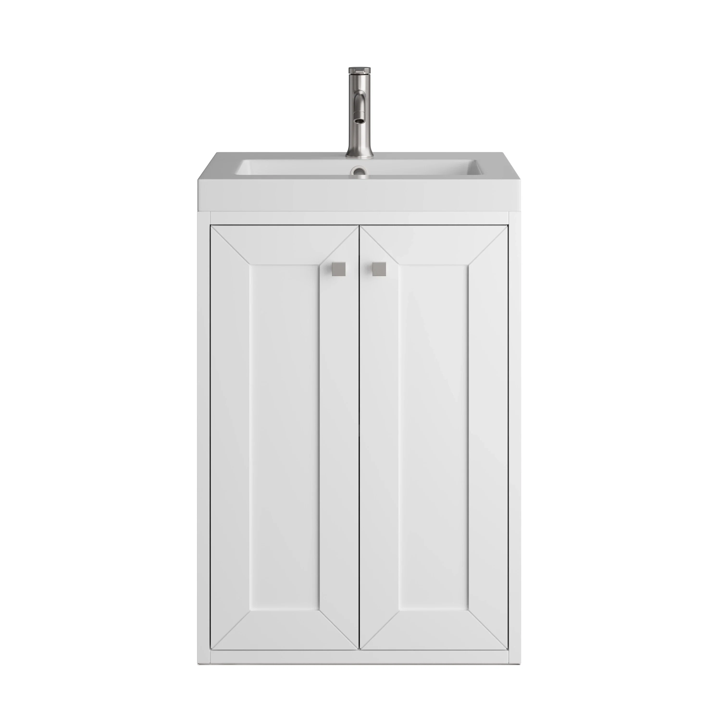 Chianti 20" Single Vanity, Glossy White, Brushed Nickel, w/ White Glossy Composite Stone Top