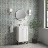 Chianti 20" Single Vanity, Glossy White, Brushed Nickel, w/ White Glossy Composite Stone Top