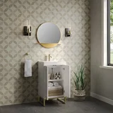 Chianti 20" Single Vanity, Glossy White, Champagne Brass, w/ White Glossy Composite Stone Top
