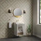 Chianti 20" Single Vanity, Glossy White, Champagne Brass, w/ White Glossy Composite Stone Top