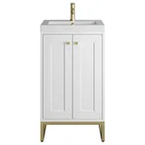 Chianti 20" Single Vanity, Glossy White, Champagne Brass, w/ White Glossy Composite Stone Top