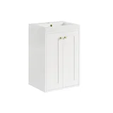 Chianti 20" Single Vanity, Glossy White, Champagne Brass, w/ White Glossy Composite Stone Top