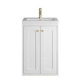 Chianti 20" Single Vanity, Glossy White, Champagne Brass, w/ White Glossy Composite Stone Top