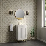 Chianti 20" Single Vanity, Glossy White, Champagne Brass, w/ White Glossy Composite Stone Top