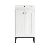 Chianti 20" Single Vanity, Glossy White, Matte Black, w/ White Glossy Composite Stone Top