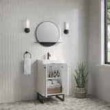 Chianti 20" Single Vanity, Glossy White, Matte Black, w/ White Glossy Composite Stone Top