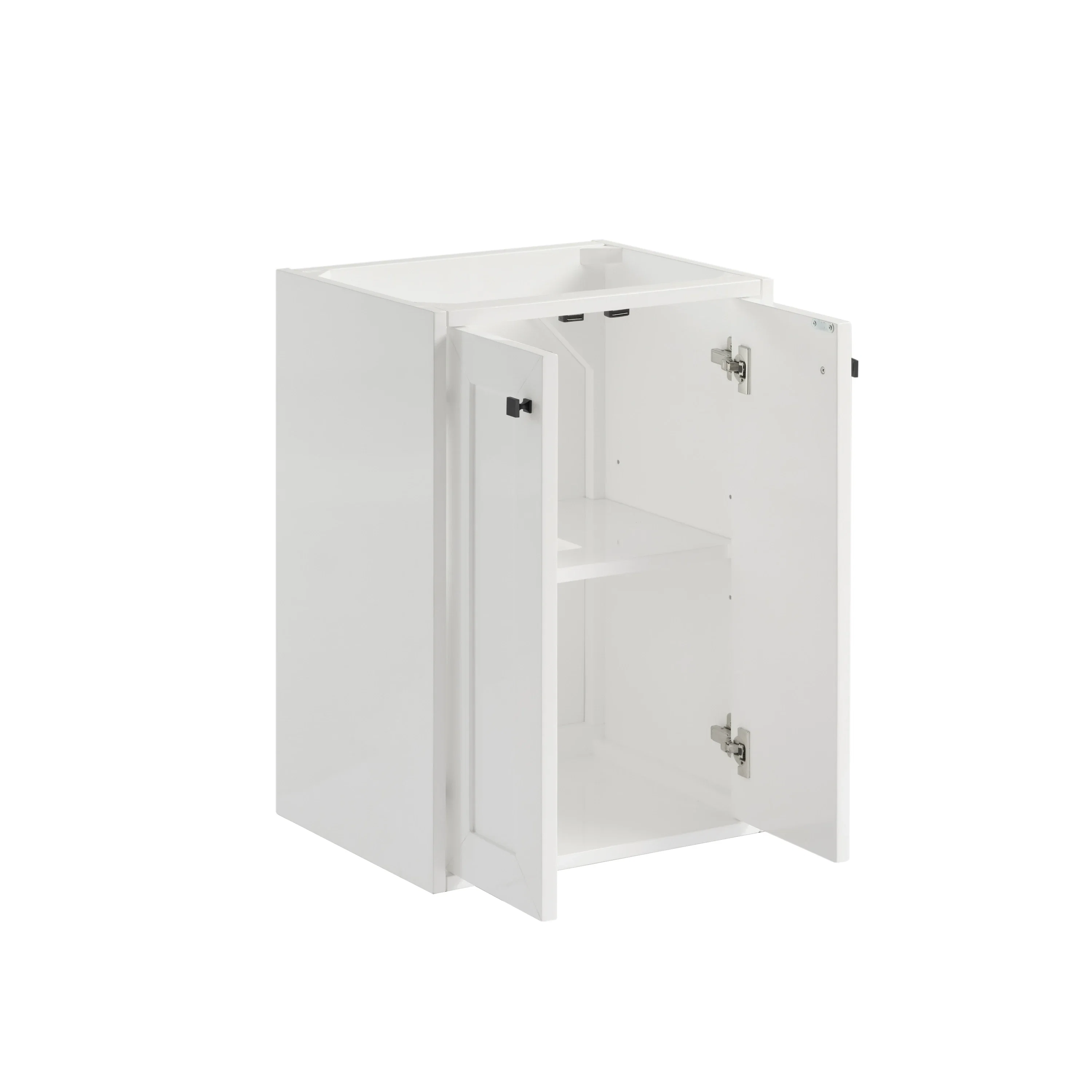 Chianti 20" Single Vanity, Glossy White, Matte Black, w/ White Glossy Composite Stone Top