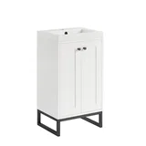 Chianti 20" Single Vanity, Glossy White, Matte Black, w/ White Glossy Composite Stone Top