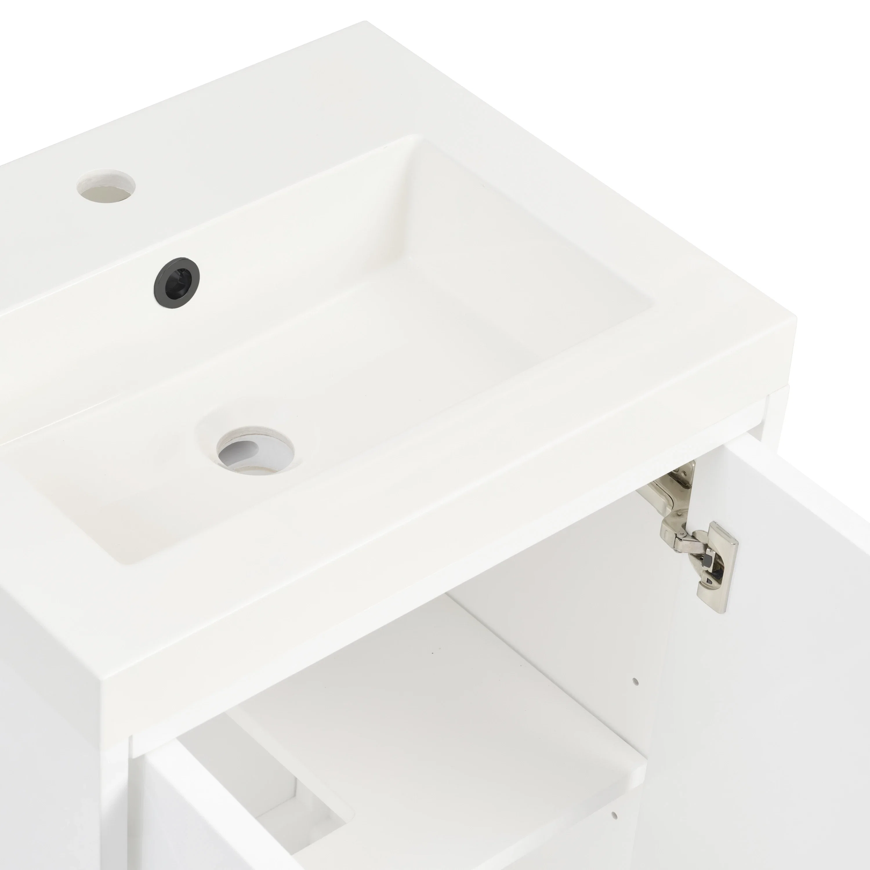 Chianti 20" Single Vanity, Glossy White, Matte Black, w/ White Glossy Composite Stone Top