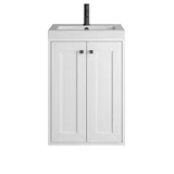 Chianti 20" Single Vanity, Glossy White, Matte Black, w/ White Glossy Composite Stone Top