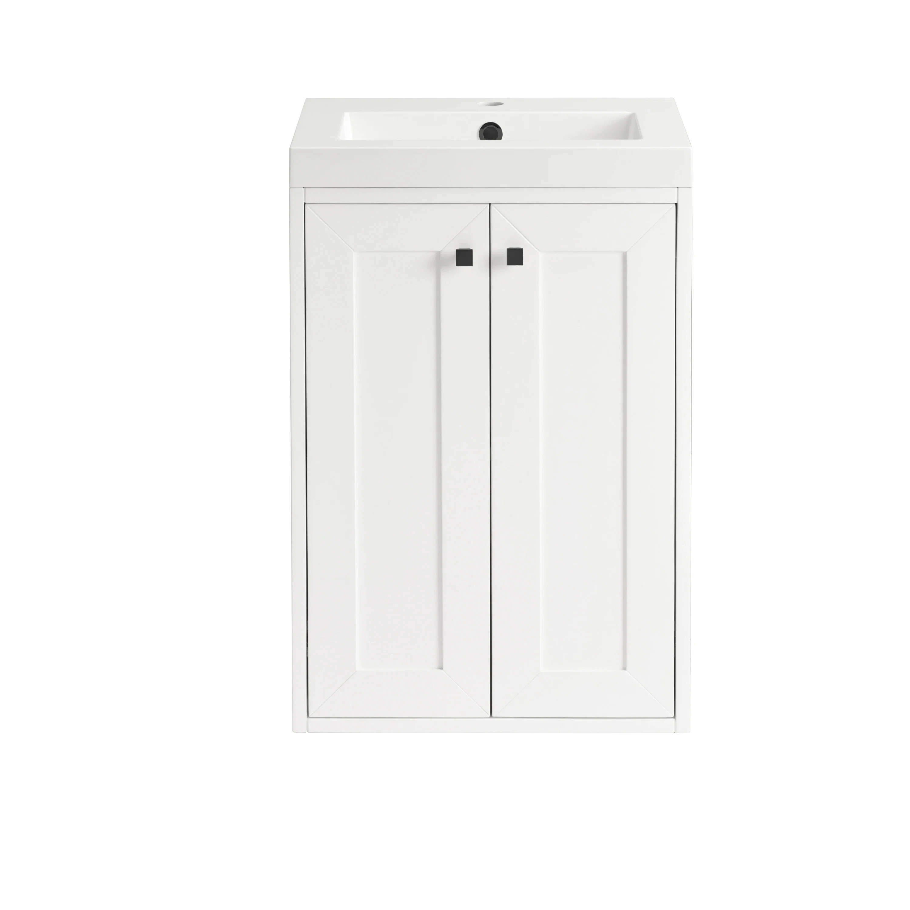 Chianti 20" Single Vanity, Glossy White, Matte Black, w/ White Glossy Composite Stone Top