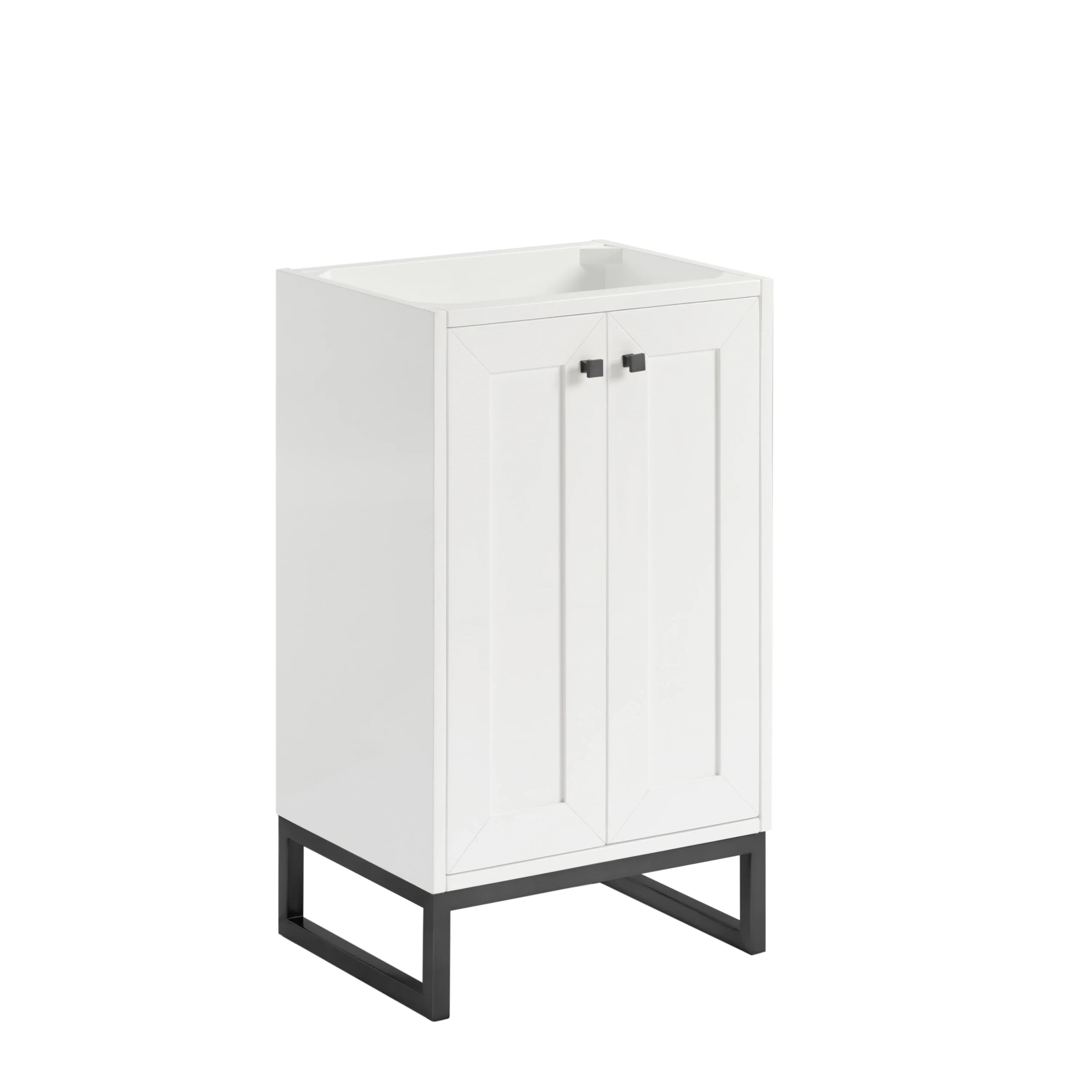 Chianti 20" Single Vanity, Glossy White, Matte Black, w/ White Glossy Composite Stone Top