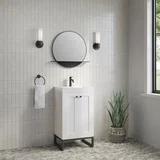 Chianti 20" Single Vanity, Glossy White, Matte Black, w/ White Glossy Composite Stone Top