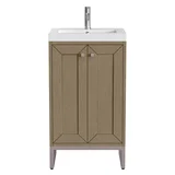 Chianti 20" Single Vanity, Walnut Whisper, Brushed Nickel, w/ White Glossy Composite Stone Top