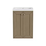 Chianti 20" Single Vanity, Walnut Whisper, Brushed Nickel, w/ White Glossy Composite Stone Top