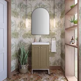Chianti 20" Single Vanity, Walnut Whisper, Brushed Nickel, w/ White Glossy Composite Stone Top
