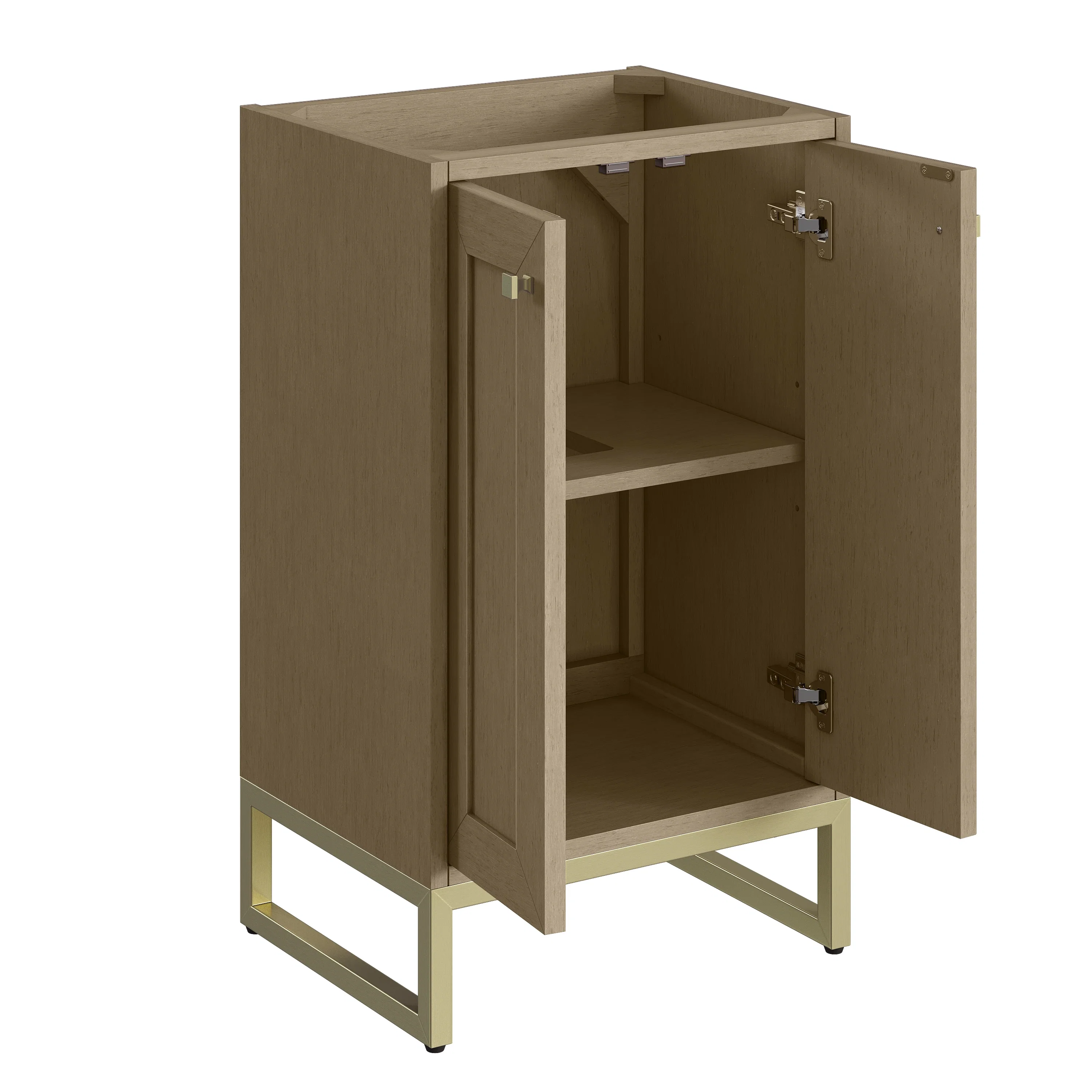 Chianti 20" Single Vanity, Walnut Whisper, Champagne Brass, w/ White Glossy Composite Stone Top