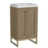 Chianti 20" Single Vanity, Walnut Whisper, Champagne Brass, w/ White Glossy Composite Stone Top