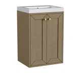 Chianti 20" Single Vanity, Walnut Whisper, Champagne Brass, w/ White Glossy Composite Stone Top