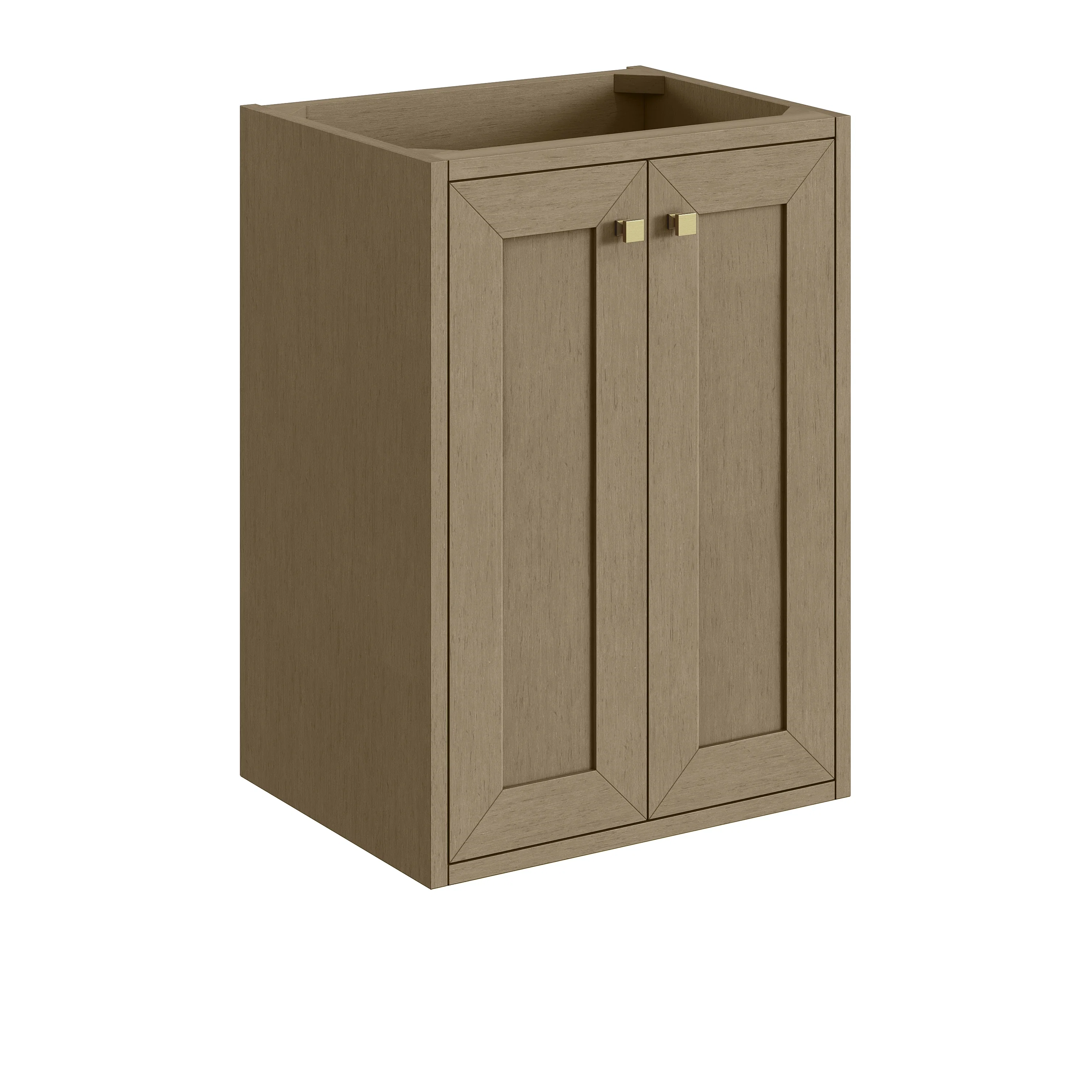 Chianti 20" Single Vanity, Walnut Whisper, Champagne Brass, w/ White Glossy Composite Stone Top