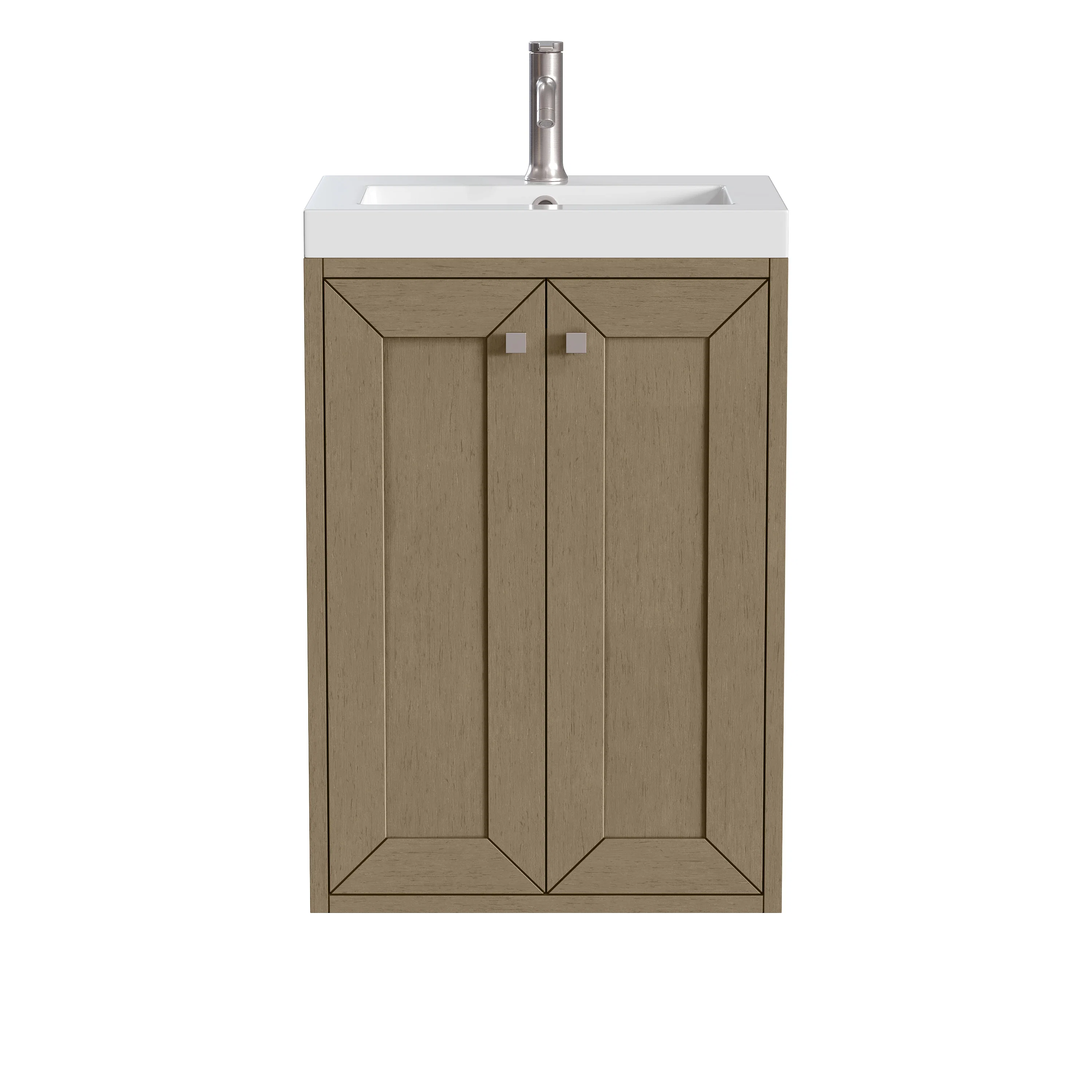 Chianti 20" Single Vanity, Walnut Whisper w/ White Glossy Composite Stone Top