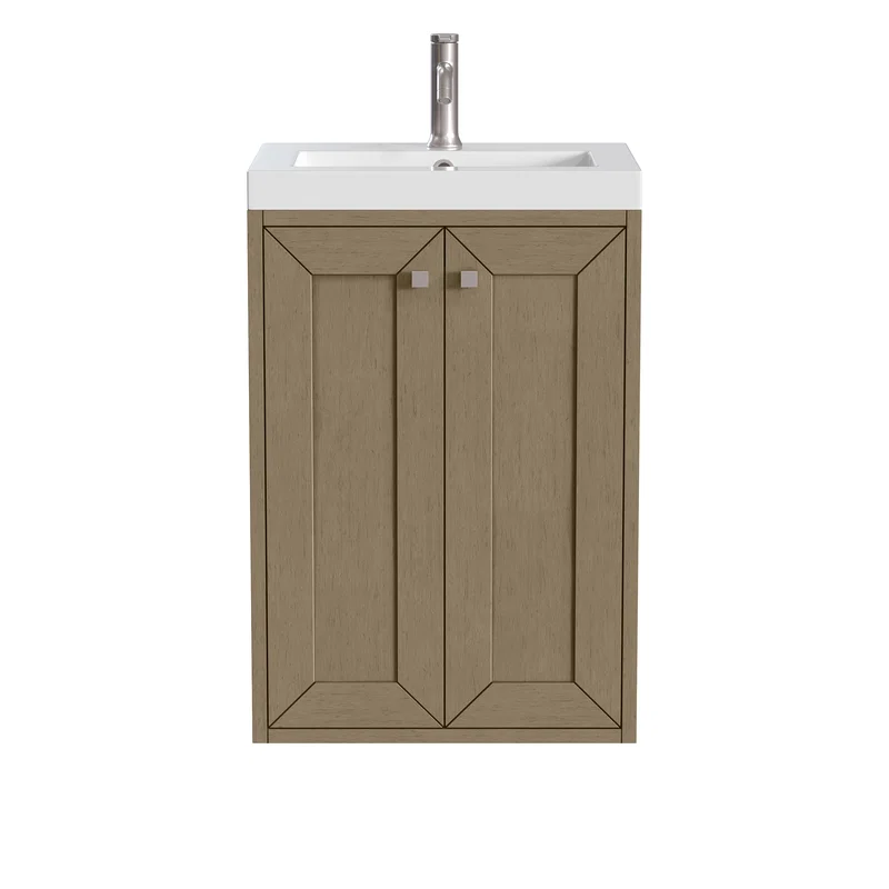 Chianti 20" Single Vanity, Walnut Whisper w/ White Glossy Composite Stone Top