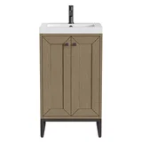 Chianti 20" Single Vanity, Walnut Whisper, Matte Black, w/ White Glossy Composite Stone Top