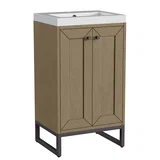 Chianti 20" Single Vanity, Walnut Whisper, Matte Black, w/ White Glossy Composite Stone Top