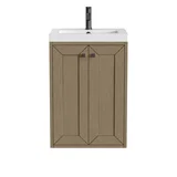 Chianti 20" Single Vanity, Walnut Whisper, Matte Black, w/ White Glossy Composite Stone Top