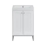 Chianti 24" Single Vanity, Glossy White, Brushed Nickel, w/ White Glossy Composite Stone Top