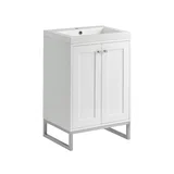Chianti 24" Single Vanity, Glossy White, Brushed Nickel, w/ White Glossy Composite Stone Top