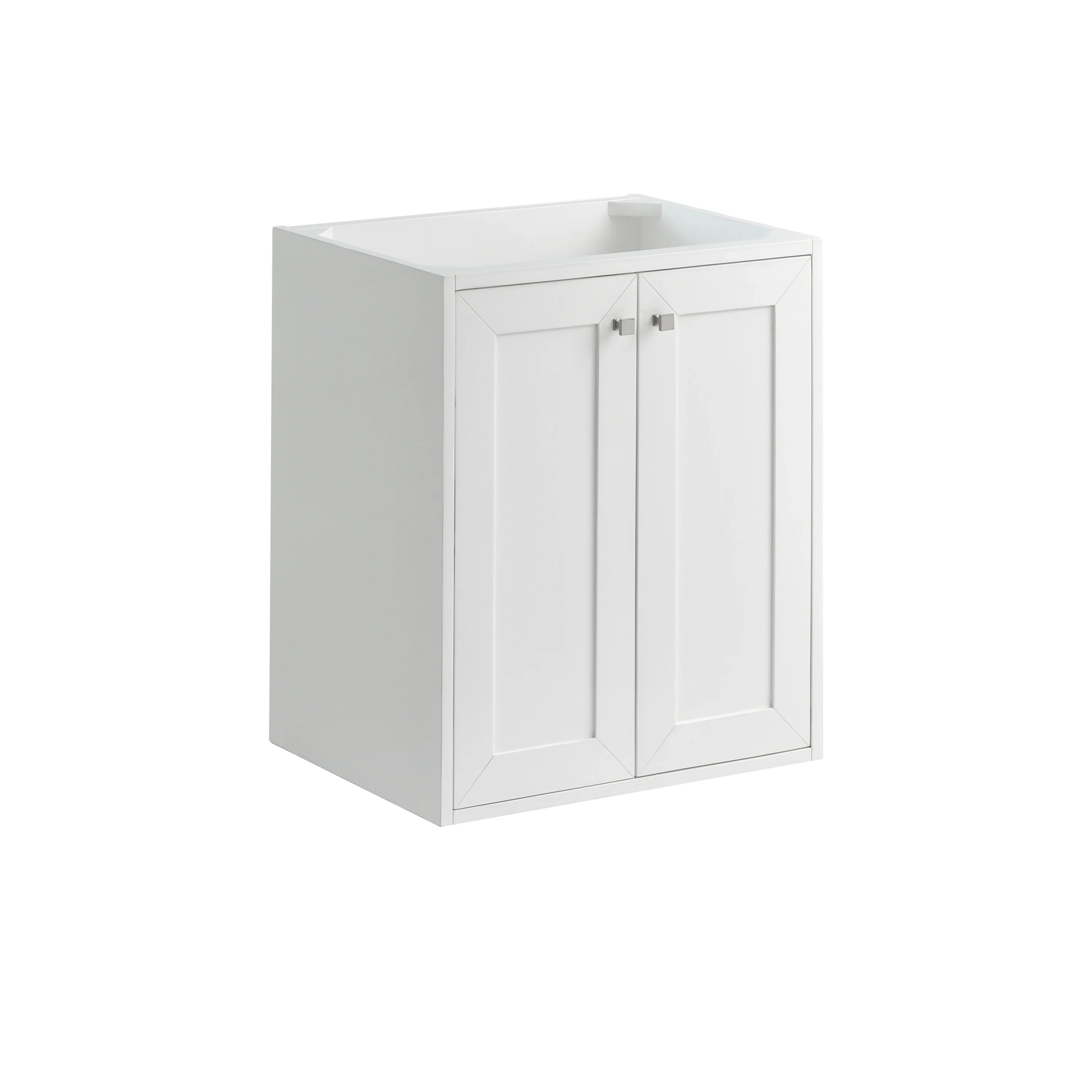 Chianti 24" Single Vanity, Glossy White, Brushed Nickel, w/ White Glossy Composite Stone Top