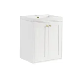Chianti 24" Single Vanity, Glossy White, Champagne Brass, w/ White Glossy Composite Stone Top