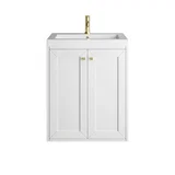 Chianti 24" Single Vanity, Glossy White, Champagne Brass, w/ White Glossy Composite Stone Top
