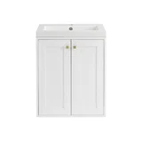 Chianti 24" Single Vanity, Glossy White, Champagne Brass, w/ White Glossy Composite Stone Top