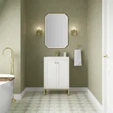 Chianti 24" Single Vanity, Glossy White, Champagne Brass, w/ White Glossy Composite Stone Top