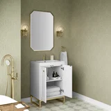 Chianti 24" Single Vanity, Glossy White, Champagne Brass, w/ White Glossy Composite Stone Top