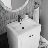 Chianti 24" Single Vanity, Glossy White, Matte Black, w/ White Glossy Composite Stone Top