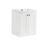 Chianti 24" Single Vanity, Glossy White, Matte Black, w/ White Glossy Composite Stone Top