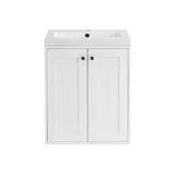 Chianti 24" Single Vanity, Glossy White, Matte Black, w/ White Glossy Composite Stone Top