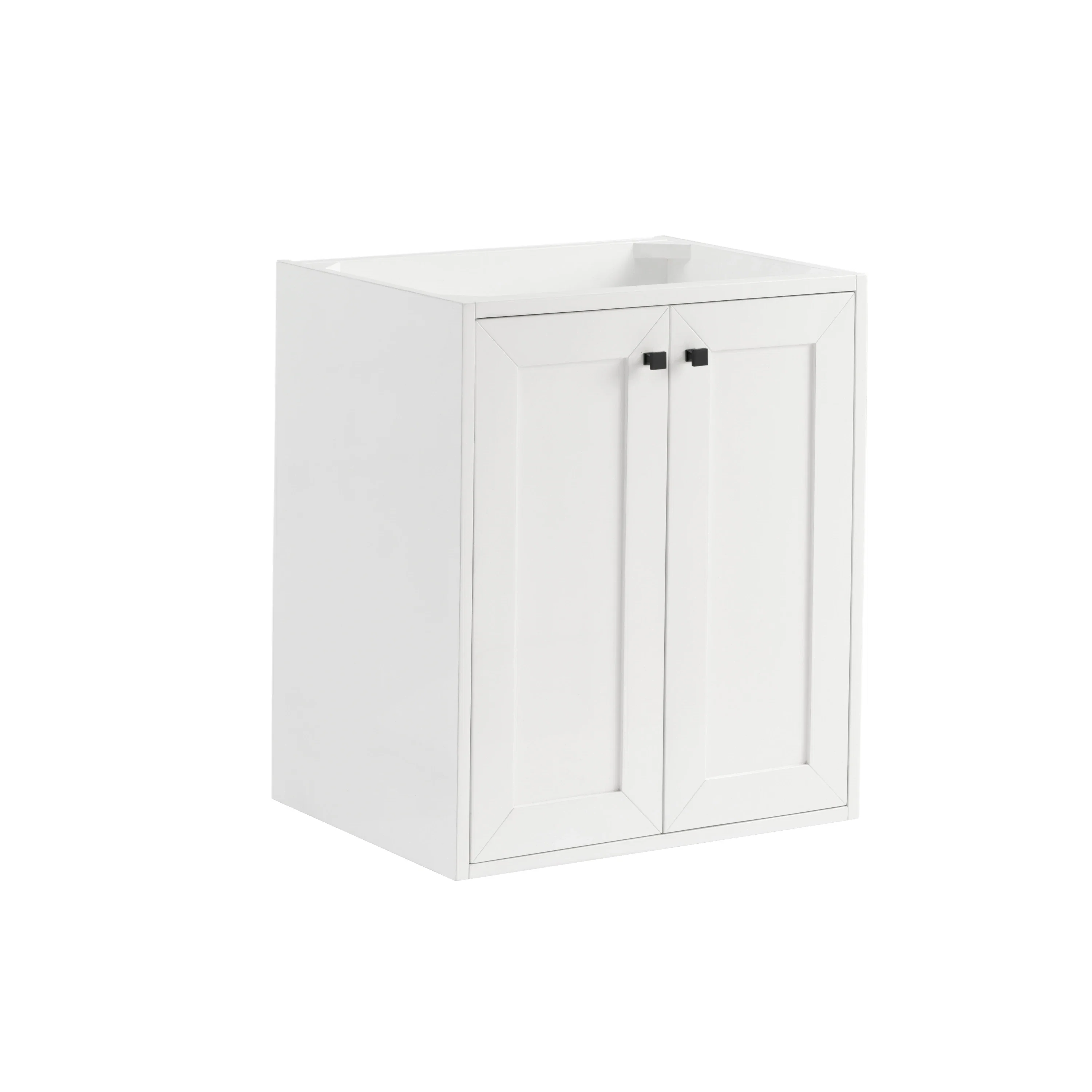 Chianti 24" Single Vanity, Glossy White, Matte Black, w/ White Glossy Composite Stone Top