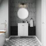 Chianti 24" Single Vanity, Glossy White, Matte Black, w/ White Glossy Composite Stone Top